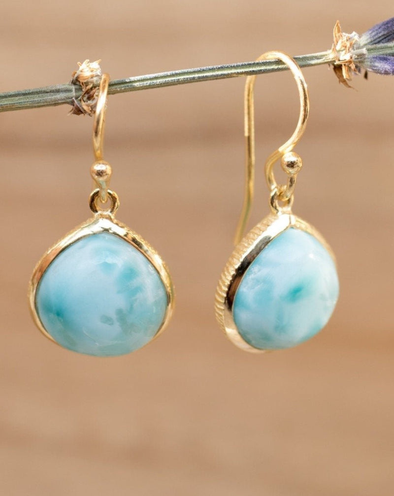 Lihue Earrings * Larimar * Gold Plated 18k or Sterling Silver * BJE068B