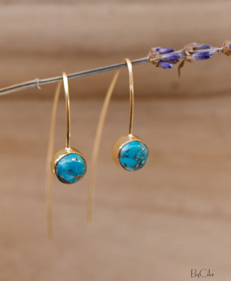 Manuella Earrings * Copper Turquoise * Gold Plated 18k * BJE054