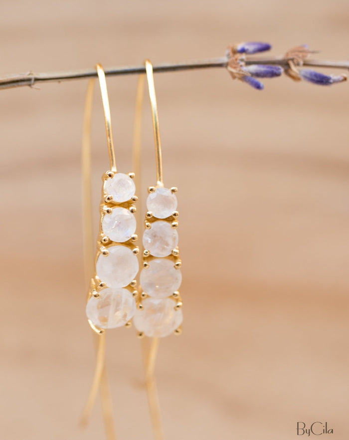 Aja Earrings * Moonstone * Rose Gold, Gold Vermeil or Sterling Silver * BJE043A