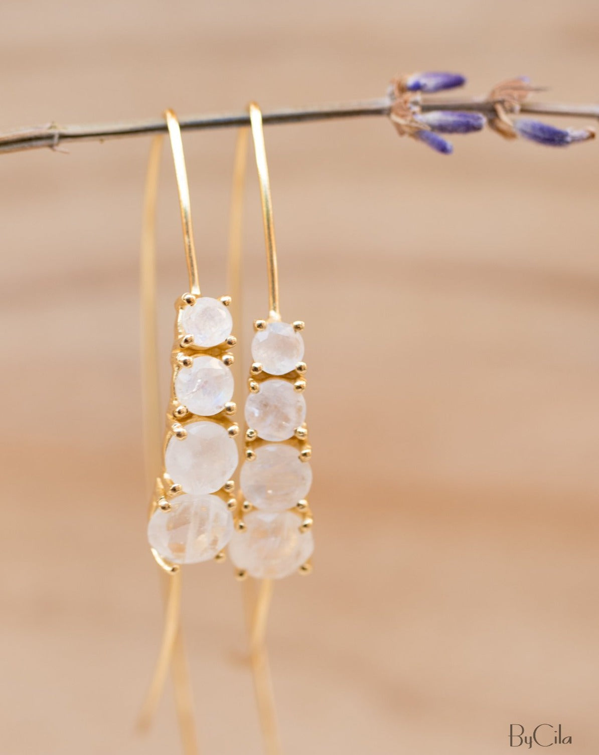 Aja Earrings * Moonstone * Rose Gold, Gold plated  or Sterling Silver * BJE043A