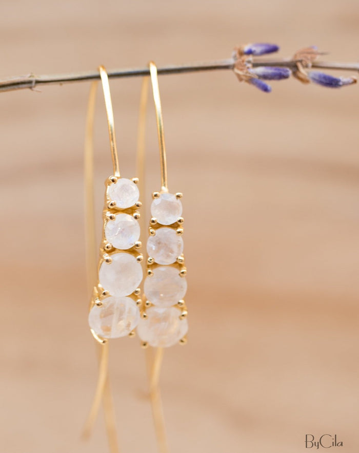 Aja Earrings * Moonstone * Rose Gold, Gold plated  or Sterling Silver * BJE043A