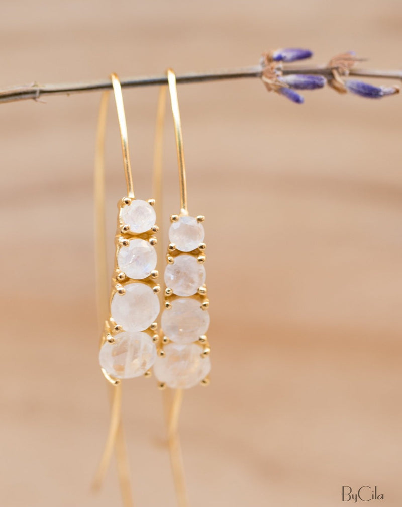 Aja Earrings * Moonstone * Rose Gold, Gold plated  or Sterling Silver * BJE043A