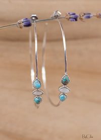 Yeda Hoop Earrings * Copper Turquoise & Moonstone * Gold Plated 18k, Silver Plated or Rose Gold Plated* BJE017A