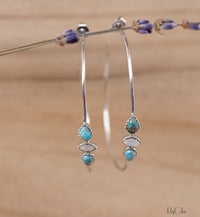Yeda Hoop Earrings * Copper Turquoise & Moonstone * Gold Plated 18k, Silver Plated or Rose Gold Plated* BJE017A