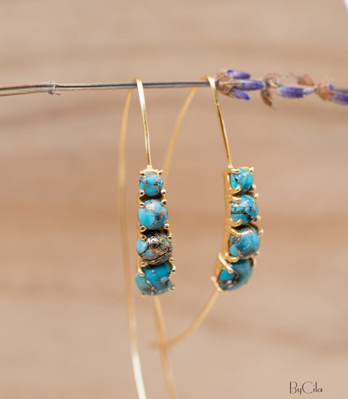 Aja Earrings * Copper Turquoise * Sterling Silver, Rose Gold or Gold V –  ByCila, Inc