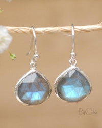 Lihue Earrings * Labradorite * Gold Plated 18k or Sterling Silver 925 * BJE062B