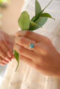 Copper Turquoise Rose Gold Ring * Statement Ring * Gemstone Ring  * Bridal Ring * Wedding Ring * Organic Ring * Natural * BJR003