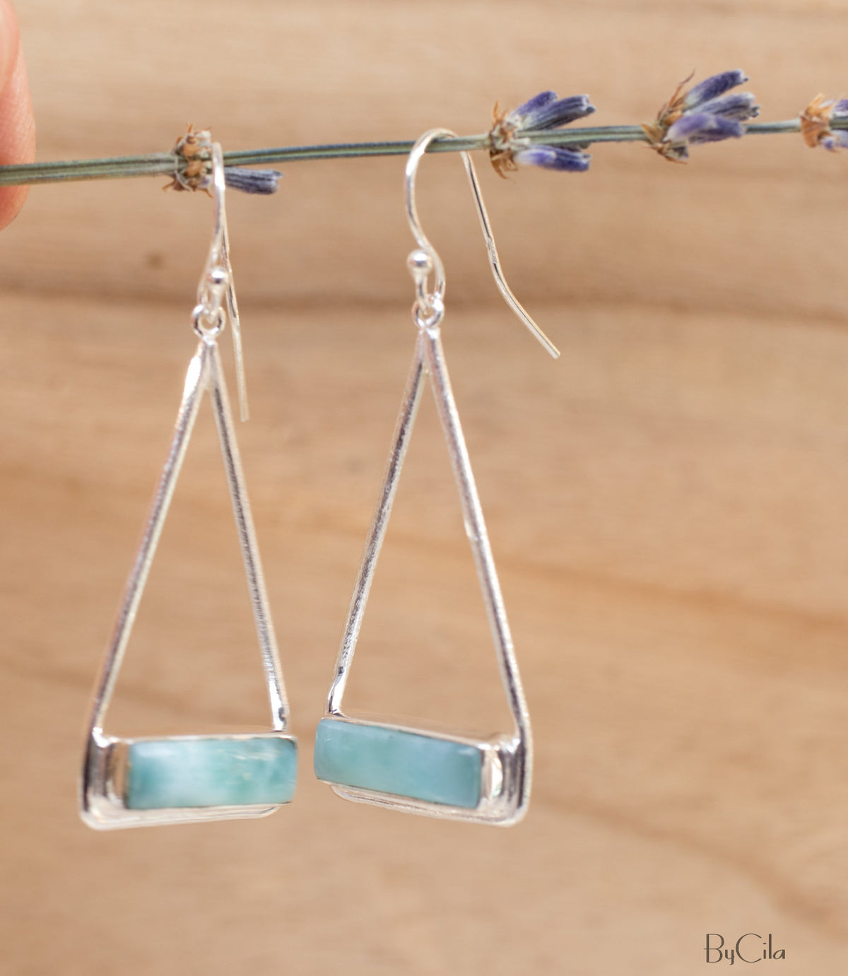 Marina Earrings * Larimar * Gold Plated 18k or Silver Plated * BJE008A