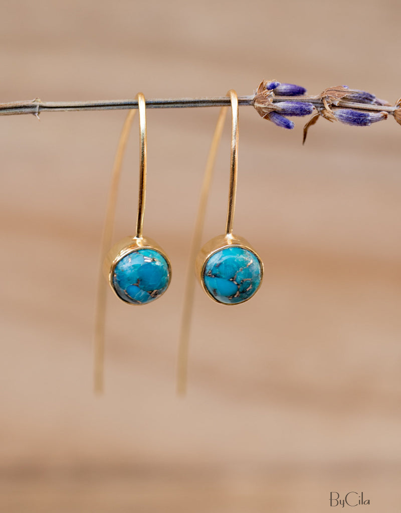 Manuella Earrings * Copper Turquoise * Gold Plated 18k * BJE054