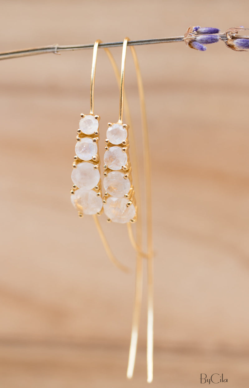 Aja Earrings * Moonstone * Rose Gold, Gold plated  or Sterling Silver * BJE043A
