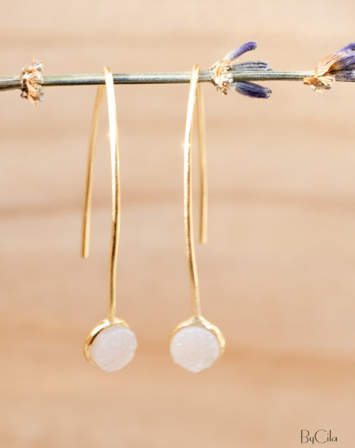 Diana Earrings * White Druzy * Gold Vermeil * BJE050