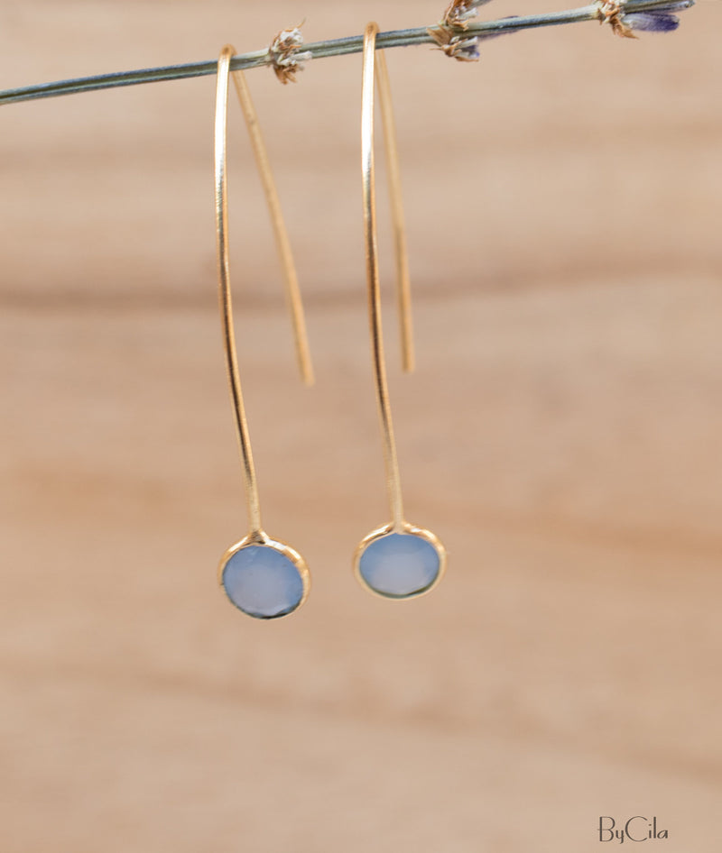 Diana Earrings * Aqua Chalcedony * Gold Vermeil * BJE049