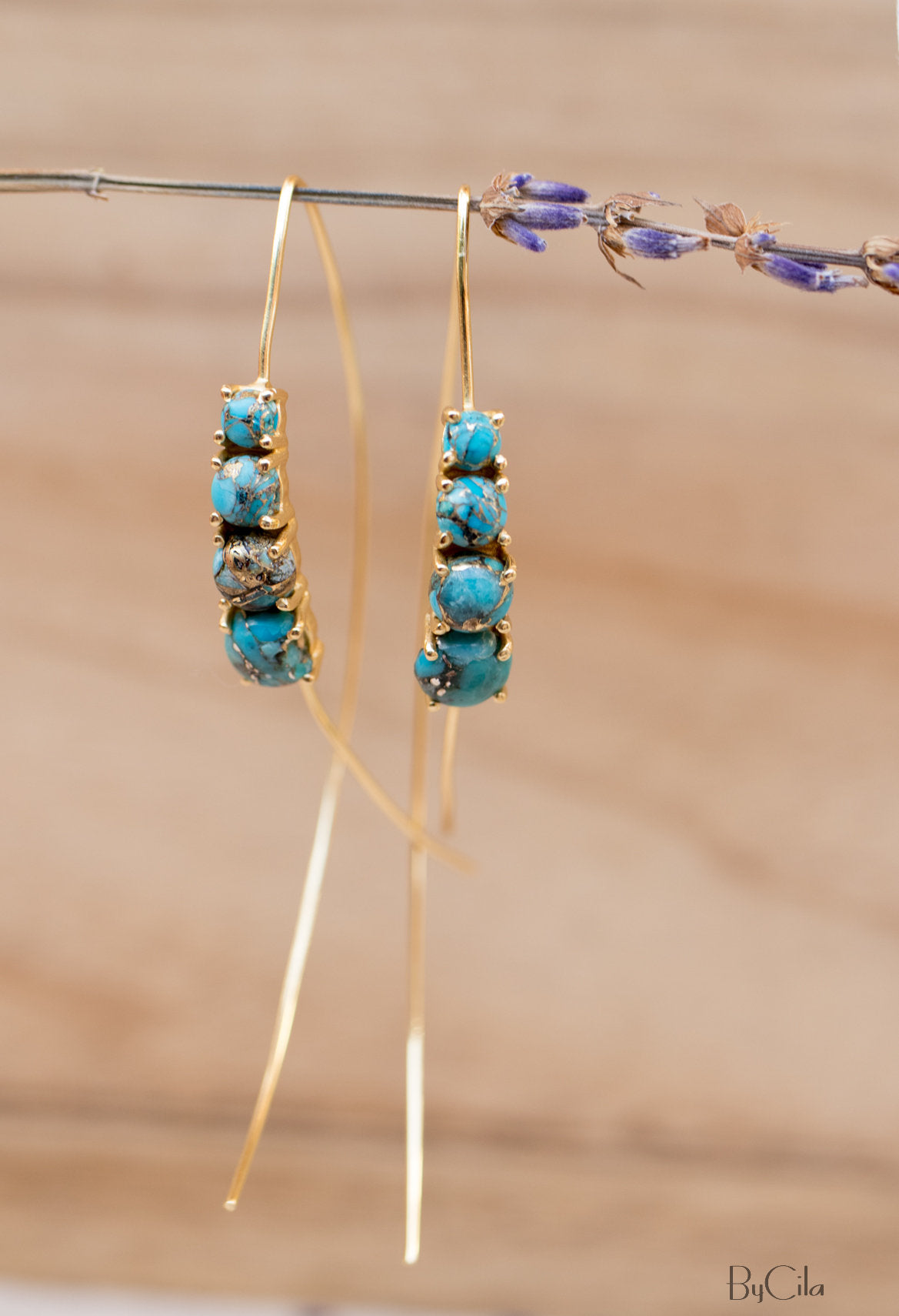 Aja Earrings * Copper Turquoise * Sterling Silver, Rose Gold or Gold Vermei * BJE042B