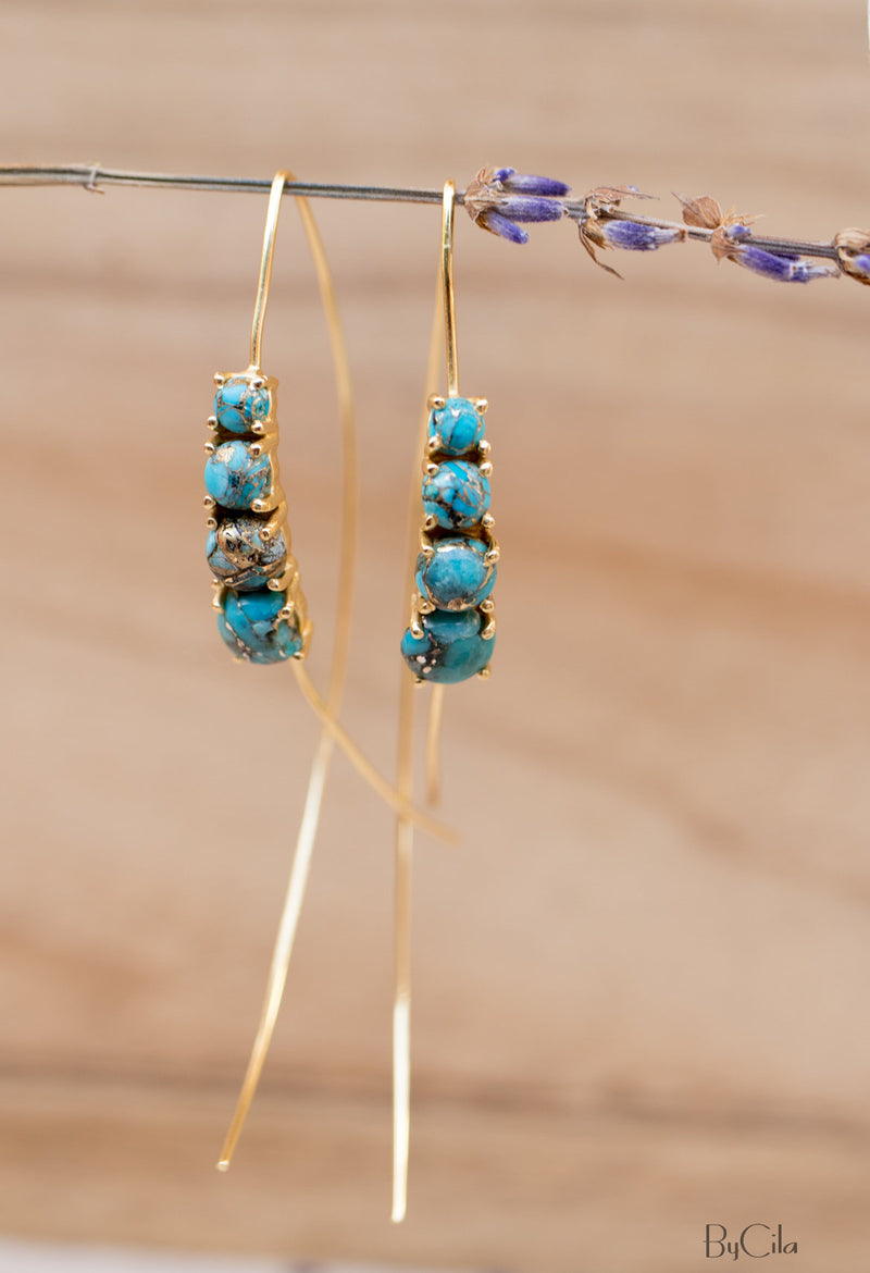 Aja Earrings * Copper Turquoise * Sterling Silver, Rose Gold or Gold Vermeil * BJE042C