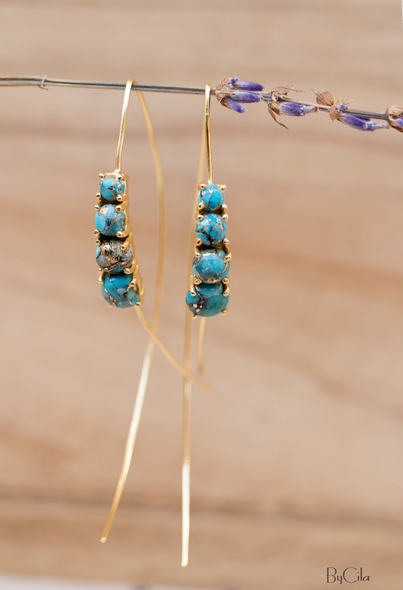 Aja Earrings * Copper Turquoise * Sterling Silver, Rose Gold or Gold Vermeil * BJE042A