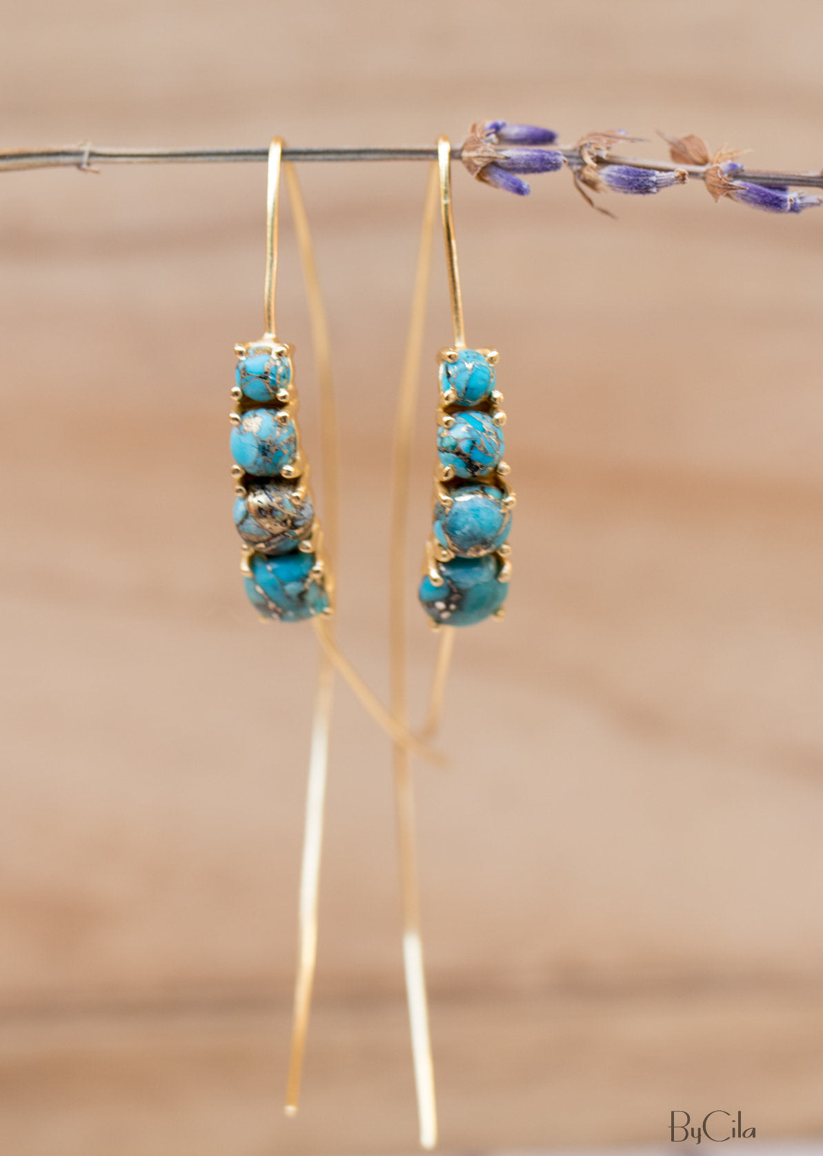 Aja Earrings * Copper Turquoise * Sterling Silver, Rose Gold or Gold Vermei * BJE042B