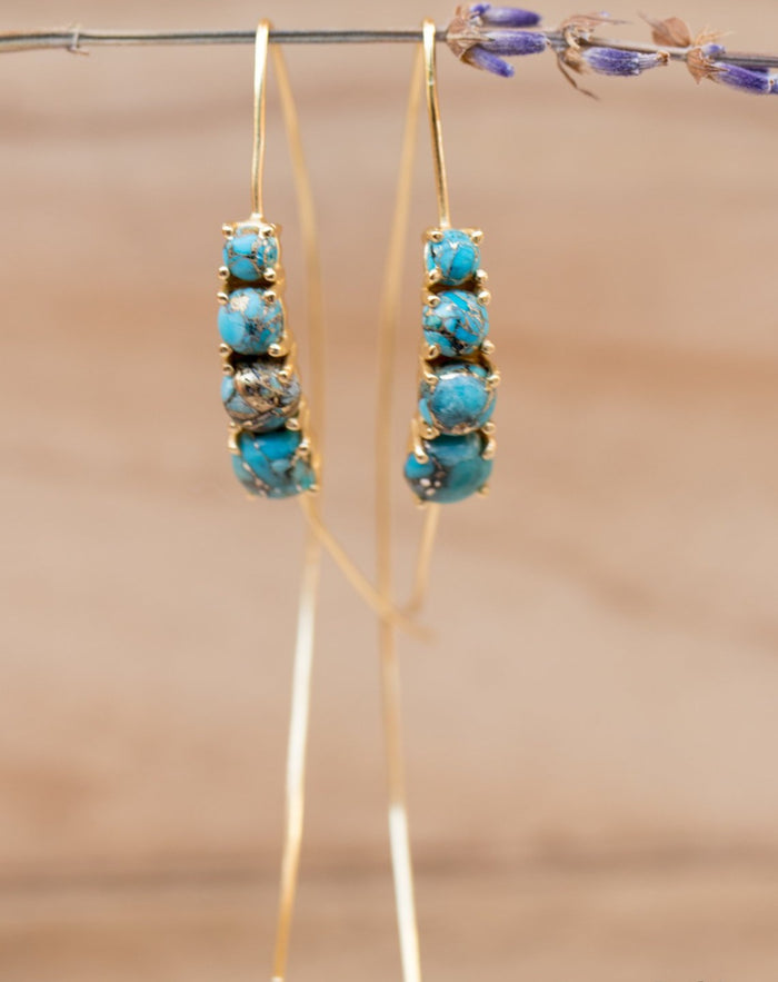 Aja Earrings * Copper Turquoise * Sterling Silver, Rose Gold or Gold Vermeil * BJE042A