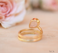 Rose Quartz Ring * 18k Gold Plated Ring * Statement Ring * Gemstone Ring * Pink * Bridal Ring * Wedding Ring * Organic Ring * Natural BJR108