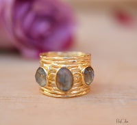 Labradorite Ring * 18k Gold Plated Ring * Statement Ring *Gemstone Ring *Labradorite *Bridal Ring *Organic Ring *Natural * BJR161