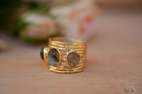Labradorite Ring * 18k Gold Plated Ring * Statement Ring *Gemstone Ring *Labradorite *Bridal Ring *Organic Ring *Natural * BJR161