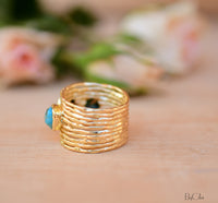 Turquoise Gold Plated Ring *Gold Ring *Statement Ring *Gemstone *Copper Turquoise Ring* Natural *Organic Ring * Ocean* Blue Ring * BJR160