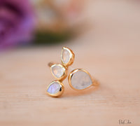 Moonstone Ring * Gold Vermeil*  Lotus Flower *Gold * Statement* Gemstone *Bridesmaid *Natural* Handmade *Gift For Her *BJR175