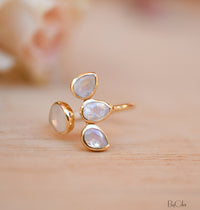 Moonstone Ring * Gold Vermeil*  Lotus Flower *Gold * Statement* Gemstone *Bridesmaid *Natural* Handmade *Gift For Her *BJR175