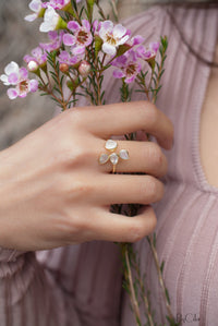 Moonstone Ring * Gold Vermeil*  Lotus Flower *Gold * Statement* Gemstone *Bridesmaid *Natural* Handmade *Gift For Her *BJR175
