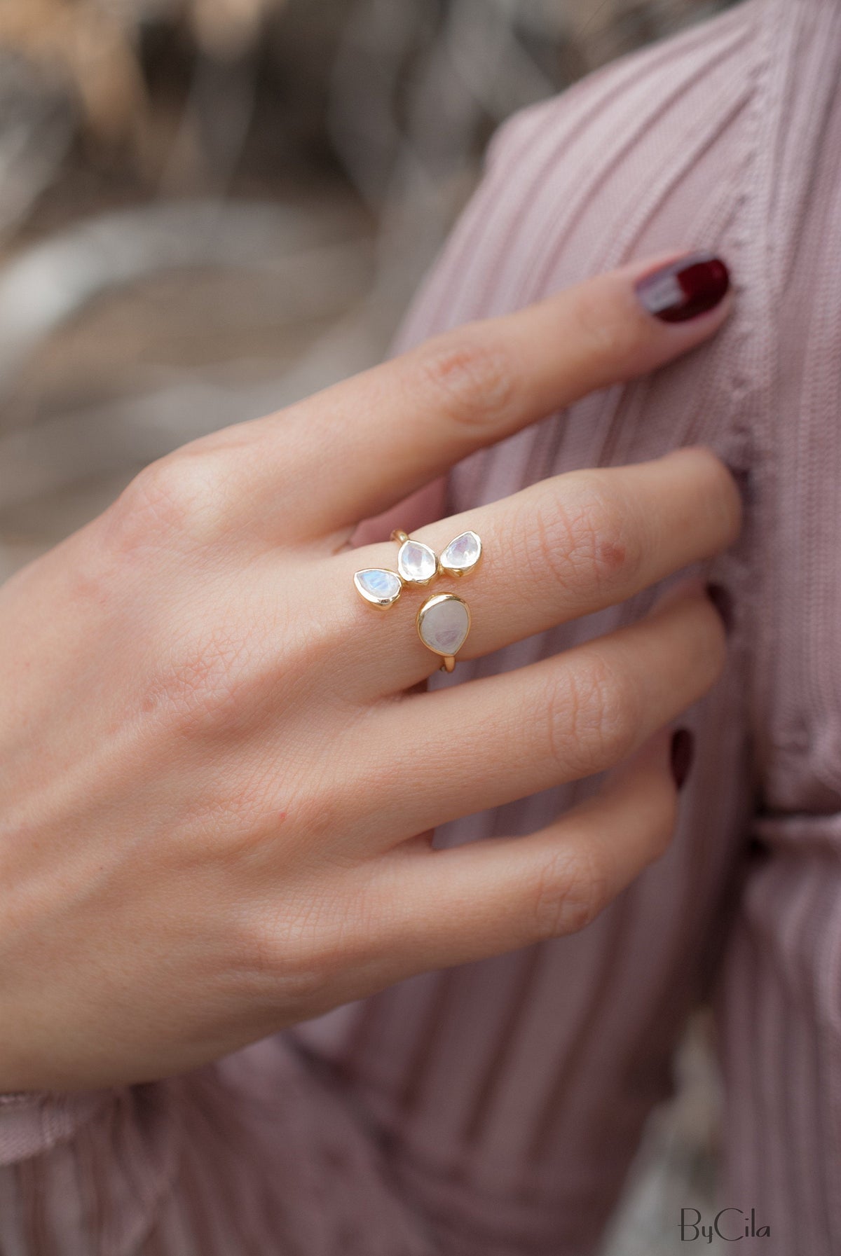 Moonstone Ring * Gold Vermeil*  Lotus Flower *Gold * Statement* Gemstone *Bridesmaid *Natural* Handmade *Gift For Her *BJR175