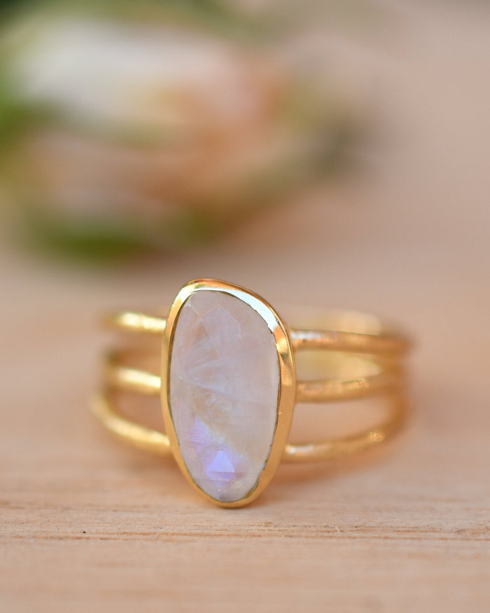 Moonstone Ring * Gold Vermeil*  *Gold * Statement* Gemstone *Bridesmaid *Natural* Handmade *Gift For Her *BJR050
