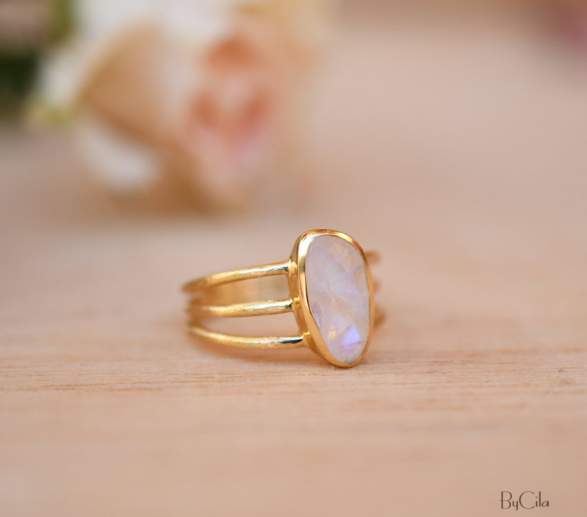 Moonstone Ring * Gold Vermeil*  *Gold * Statement* Gemstone *Bridesmaid *Natural* Handmade *Gift For Her *BJR050