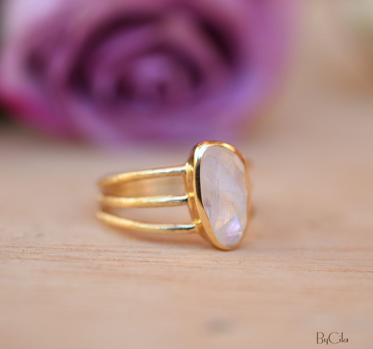 Moonstone Ring * Gold Vermeil*  *Gold * Statement* Gemstone *Bridesmaid *Natural* Handmade *Gift For Her *BJR050