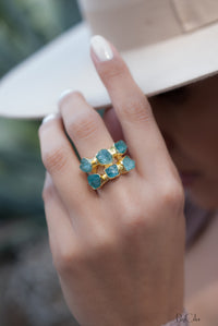 Rough Aqua Chalcedony Ring * 18k Gold Plated Ring * Statement Ring *Gemstone Ring * handmade * Boho * BJR124