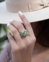 Rough Aqua Chalcedony Ring * 18k Gold Plated Ring * Statement Ring *Gemstone Ring * handmade * Boho * BJR124