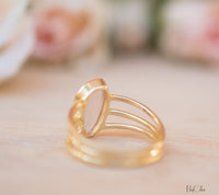 Rose Quartz Ring *Gold Vermeil Ring* Statement Ring *Gemstone Ring *Pink stone Ring* Natural *Organic Ring * ByCila* BJR052