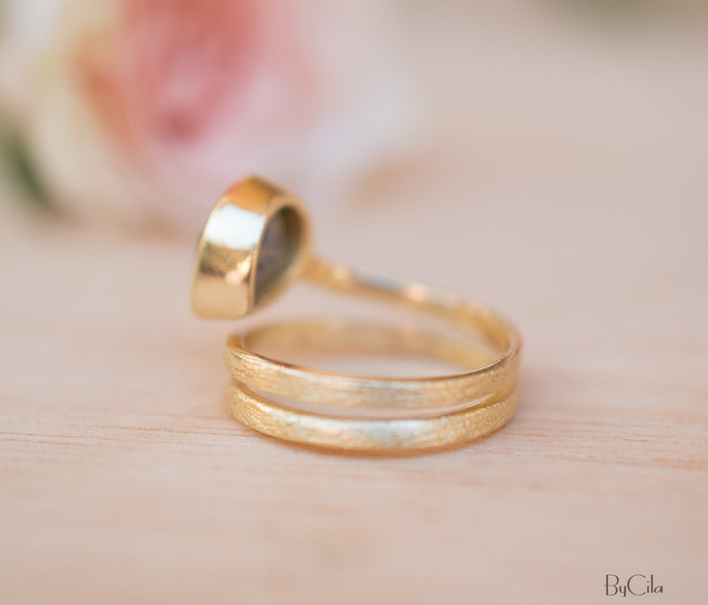 Labradorite Ring * 18k Gold Plated Ring * Statement Ring * Gemstone Ring * Bridal Ring * Wedding Ring * Organic Ring * Natural BJR106