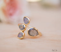 Labradorite Ring * Gold Vermeil*  Lotus Flower *Gold * Statement* Gemstone *Bridesmaid *Natural* Handmade *Gift For Her BJR176