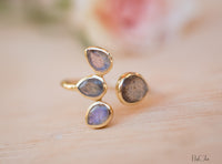 Labradorite Ring * Gold Vermeil*  Lotus Flower *Gold * Statement* Gemstone *Bridesmaid *Natural* Handmade *Gift For Her BJR176
