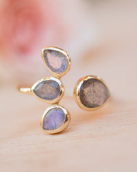 Labradorite Ring * Gold Vermeil*  Lotus Flower *Gold * Statement* Gemstone *Bridesmaid *Natural* Handmade *Gift For Her BJR176