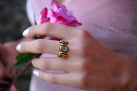 Labradorite Ring * 18k Gold Plated Ring * Statement Ring *Gemstone Ring * handmade * Black details * BohoBlack details * BJR127