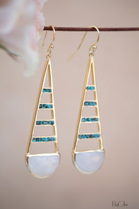 Giuliana Earrings * Moonstone and Copper Turquoise * Gold Plated 18k * BJE114