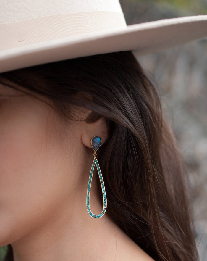 Emanuelly Earrings * Labradorite and Copper Turquoise * Gold Plated 18K * BJE117