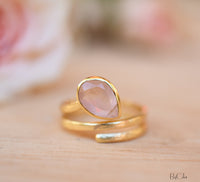Rose Quartz Ring * 18k Gold Plated Ring * Statement Ring * Gemstone Ring * Pink * Bridal Ring * Wedding Ring * Organic Ring * Natural BJR108
