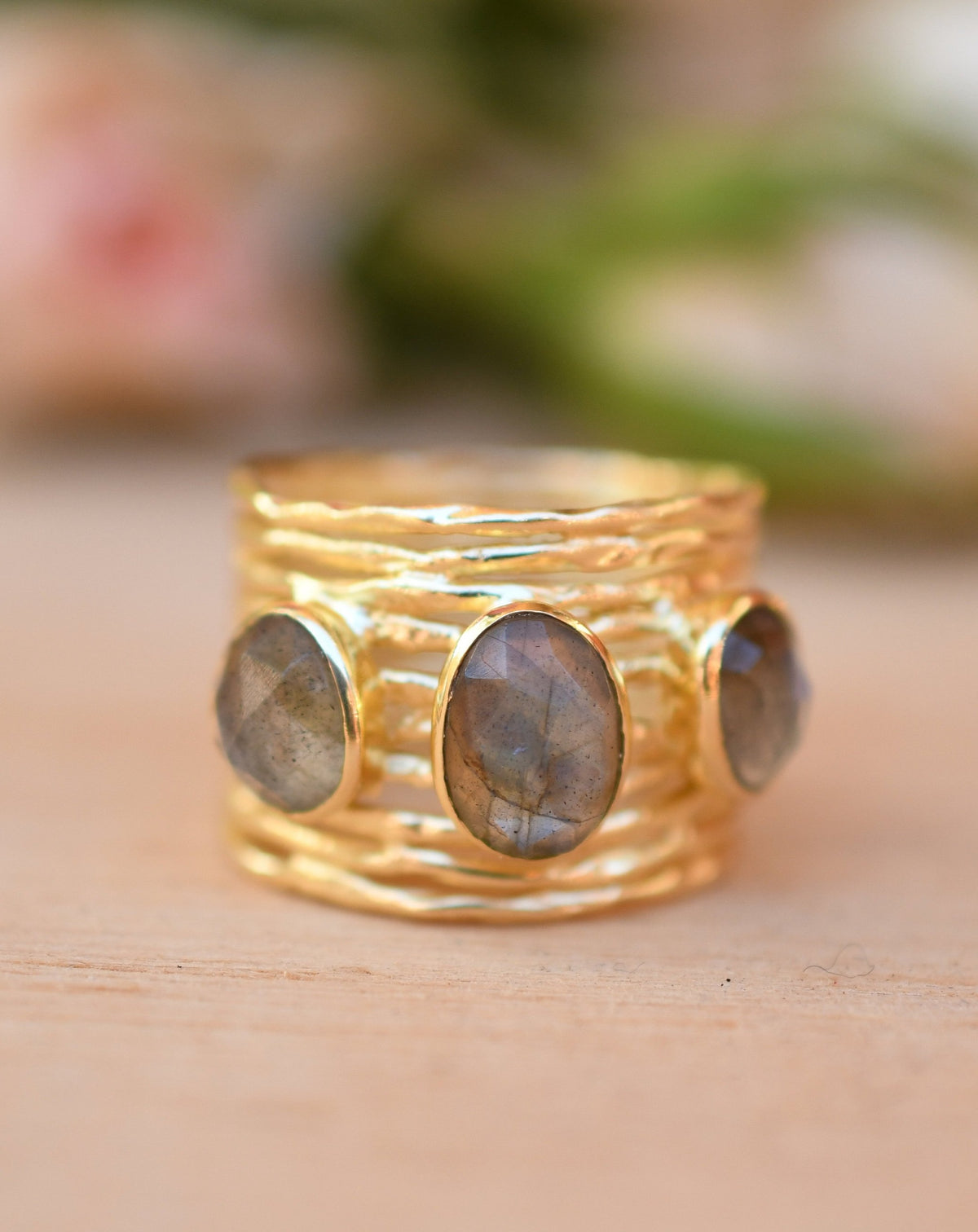 Labradorite Ring * 18k Gold Plated Ring * Statement Ring *Gemstone Ring *Labradorite *Bridal Ring *Organic Ring *Natural * BJR161