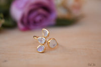 Moonstone Ring * Gold Vermeil*  Lotus Flower *Gold * Statement* Gemstone *Bridesmaid *Natural* Handmade *Gift For Her *BJR175