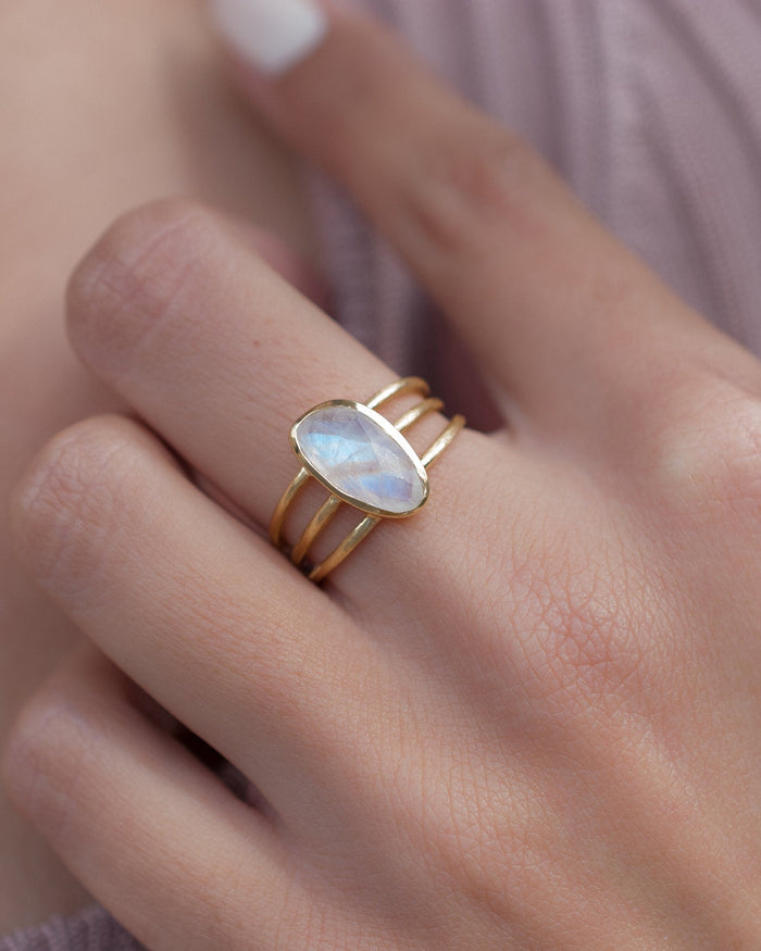 Moonstone Ring * Gold Vermeil*  *Gold * Statement* Gemstone *Bridesmaid *Natural* Handmade *Gift For Her *BJR050