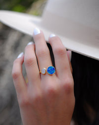 Mosaic Jade & Moonstone Ring * 18k Gold Plated Ring * Statement Ring *Gemstone Ring * handmade *Adjustable * Boho * BJR170