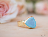 Blue Druzy Ring * Gold Plated Ring * Statement Ring *Gemstone Ring  *Gold Crystal* Natural Druzy *Large Gemstone *Organic Ring * BJR159
