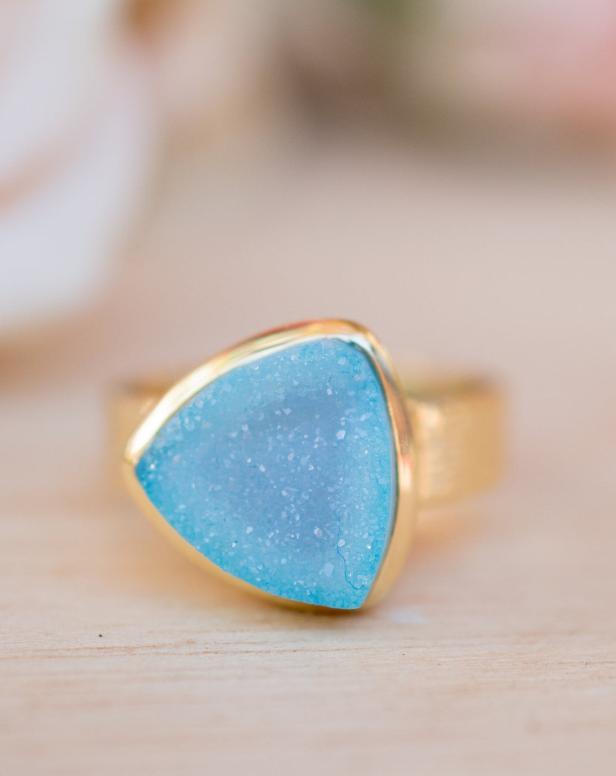 Blue Druzy Ring * Gold Plated Ring * Statement Ring *Gemstone Ring  *Gold Crystal* Natural Druzy *Large Gemstone *Organic Ring * BJR159