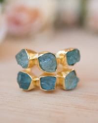 Rough Aqua Chalcedony Ring * 18k Gold Plated Ring * Statement Ring *Gemstone Ring * handmade * Boho * BJR124